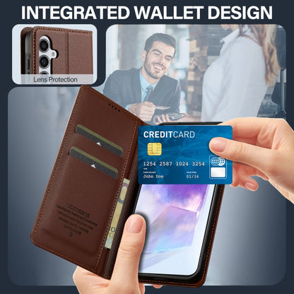 For Samsung Galaxy S25+ 5G LC.IMEEKE L1 Series Frosted Fine Texture PU Phone Case(Brown) by LC.IMEEKE