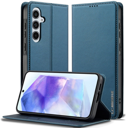 For Samsung Galaxy S25+ 5G LC.IMEEKE L1 Series Frosted Fine Texture PU Phone Case(Blue)