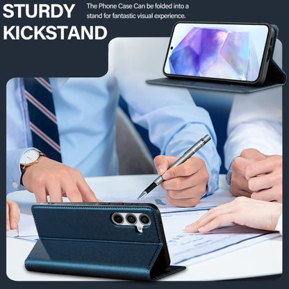 For Samsung Galaxy S25+ 5G LC.IMEEKE L1 Series Frosted Fine Texture PU Phone Case(Blue) by LC.IMEEKE