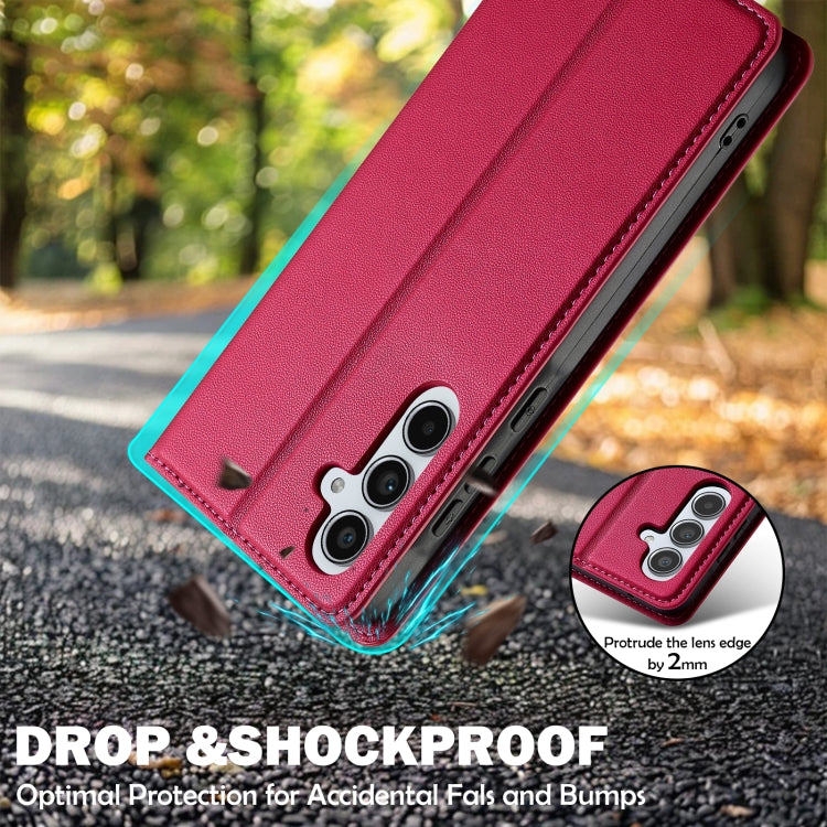 For Samsung Galaxy S25+ 5G LC.IMEEKE L1 Series Frosted Fine Texture PU Phone Case(Red) by LC.IMEEKE