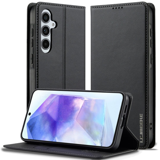 For Samsung Galaxy S25 5G LC.IMEEKE L1 Series Frosted Fine Texture PU Phone Case(Black)