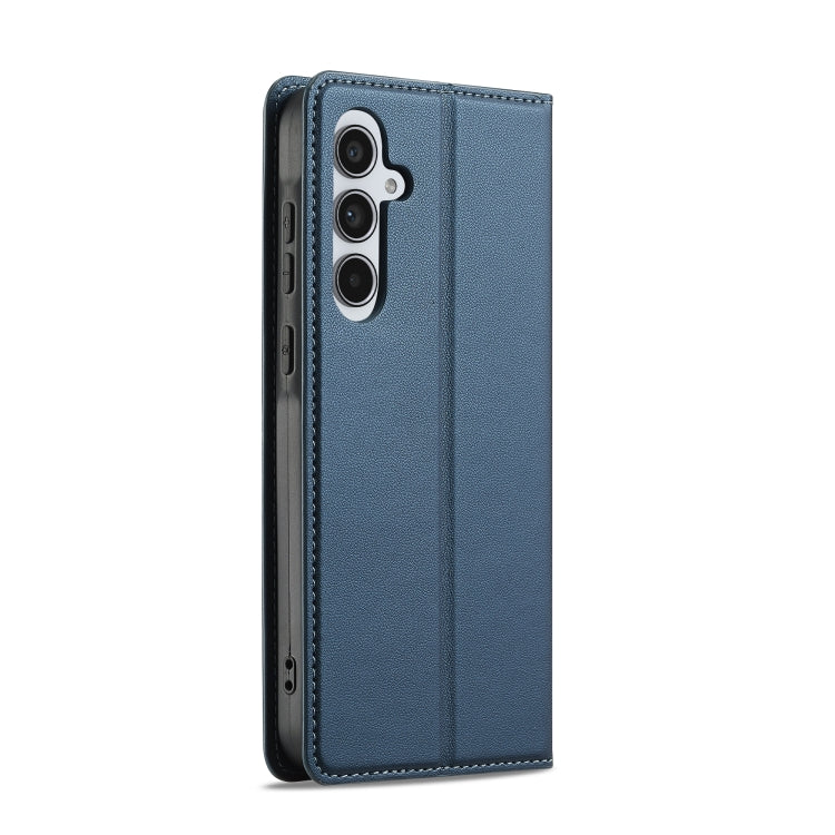 For Samsung Galaxy S25 5G LC.IMEEKE L1 Series Frosted Fine Texture PU Phone Case(Blue) by LC.IMEEKE