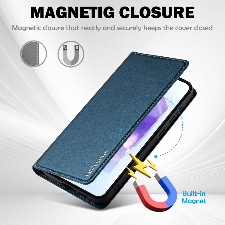 For Samsung Galaxy S25 5G LC.IMEEKE L1 Series Frosted Fine Texture PU Phone Case(Blue) by LC.IMEEKE