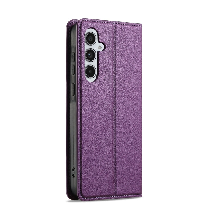 For Samsung Galaxy S25 5G LC.IMEEKE L1 Series Frosted Fine Texture PU Phone Case(Purple) by LC.IMEEKE