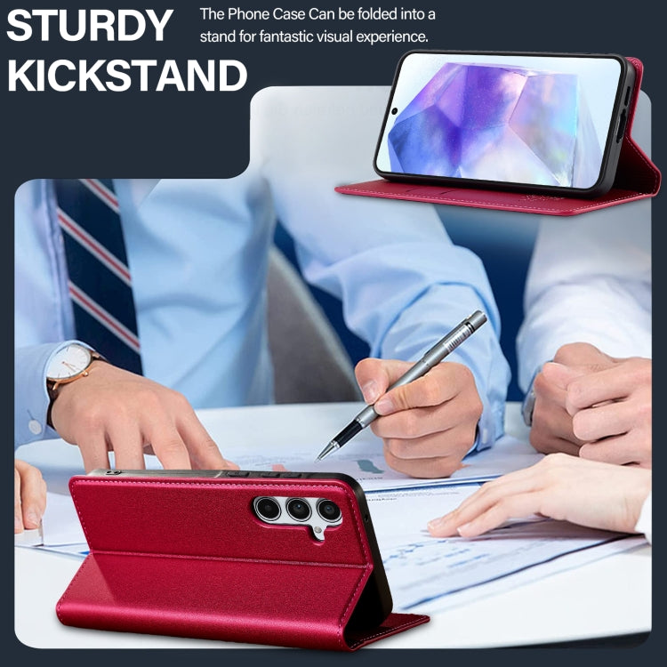 For Samsung Galaxy S25 5G LC.IMEEKE L1 Series Frosted Fine Texture PU Phone Case(Red) by LC.IMEEKE