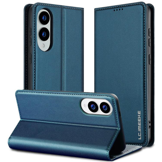 For Samsung Galaxy S25 Edge 5G LC.IMEEKE L1 Series Frosted Fine Texture PU Phone Case(Blue)
