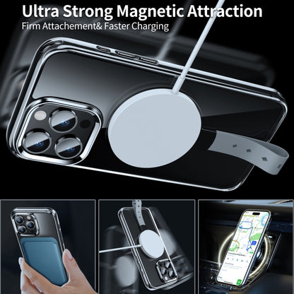 For iPhone 15 Pro Holder Hand Strap MagSafe Transparent Phone Case(Titanium Grey + Orange Strap) - iPhone 15 Pro Cases by buy2fix | Online Shopping UK | buy2fix