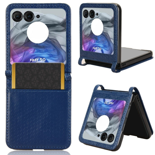 For Motorola Razr 50 Honeycomb Dot Texture Card Slot Leather Phone Case(Blue) by buy2fix