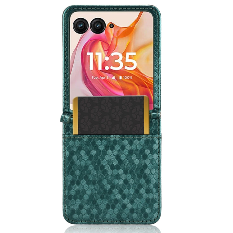 For Motorola Razr 50 Ultra Honeycomb Dot Texture Card Slot Leather Phone Case(Green) by buy2fix