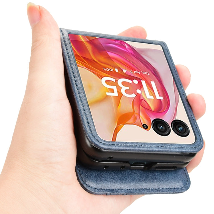 For Motorola Razr 50 Ultra Skin Feel Card Slot Leather Phone Case(Blue) by buy2fix