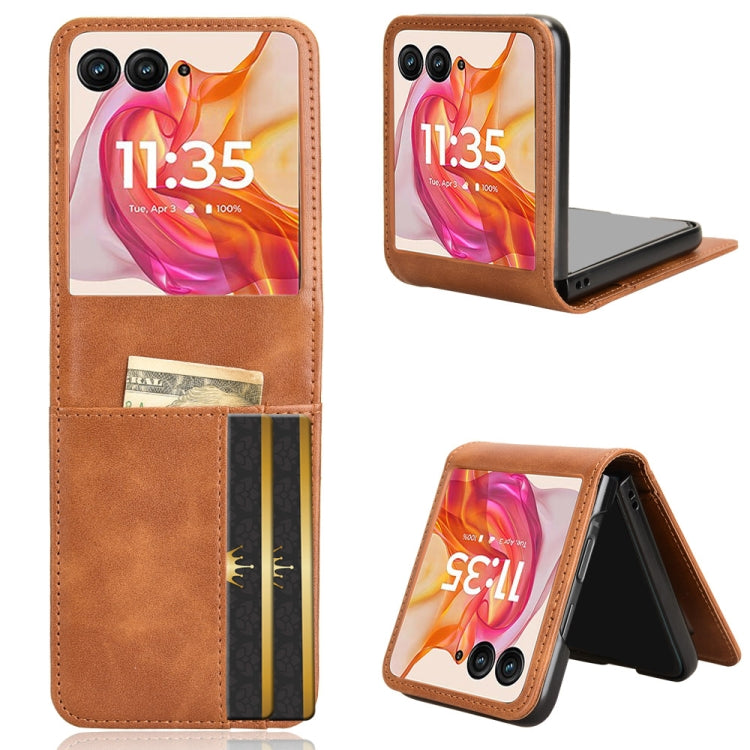For Motorola Razr 50 Ultra Skin Feel Card Slot Leather Phone Case(Brown) by buy2fix