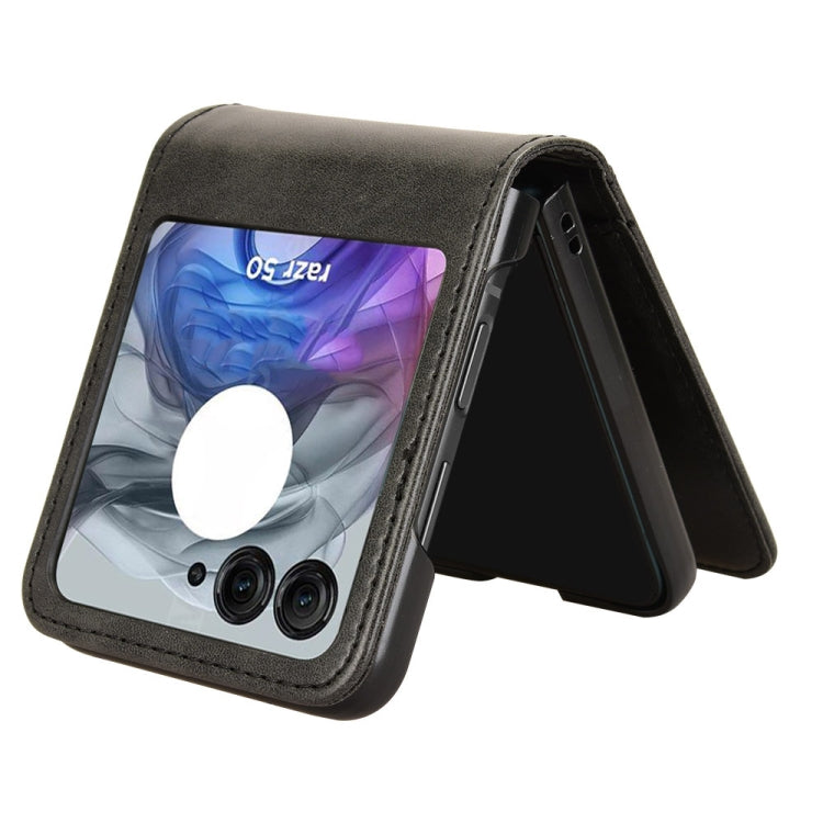 For Motorola Razr 50 Skin Feel Card Slot Leather Phone Case(Black) by buy2fix