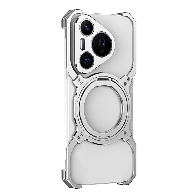 For Huawei Pura 70 Mechanical Arm Borderless MagSafe Holder Metal Phone Case(Silver) - Huawei Cases by buy2fix | Online Shopping UK | buy2fix