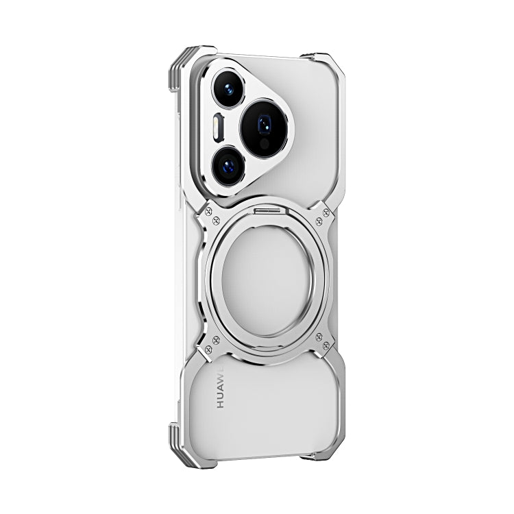 For Huawei Pura 70 Pro / 70 Pro+ Mechanical Arm Borderless MagSafe Holder Metal Phone Case(Silver) - Huawei Cases by buy2fix | Online Shopping UK | buy2fix