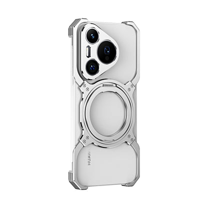 For Huawei Pura 70 Pro / 70 Pro+ Mechanical Arm Borderless MagSafe Holder Metal Phone Case(Silver) - Huawei Cases by buy2fix | Online Shopping UK | buy2fix