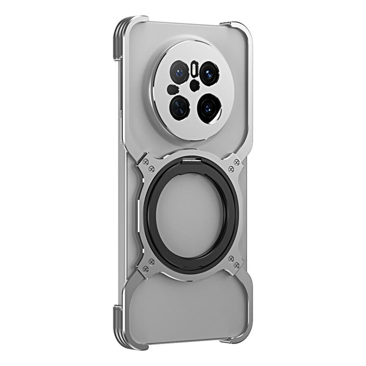 For Huawei Mate 70 Mechanical Arm Borderless MagSafe Holder Metal Phone Case(Silver) - Huawei Cases by buy2fix | Online Shopping UK | buy2fix