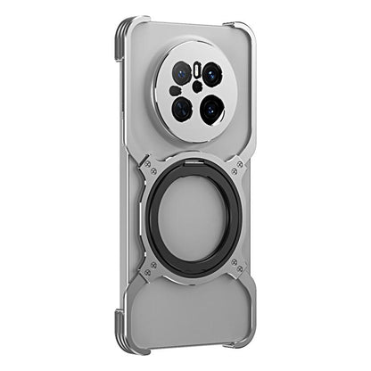 For Huawei Mate 70 Mechanical Arm Borderless MagSafe Holder Metal Phone Case(Silver) - Huawei Cases by buy2fix | Online Shopping UK | buy2fix