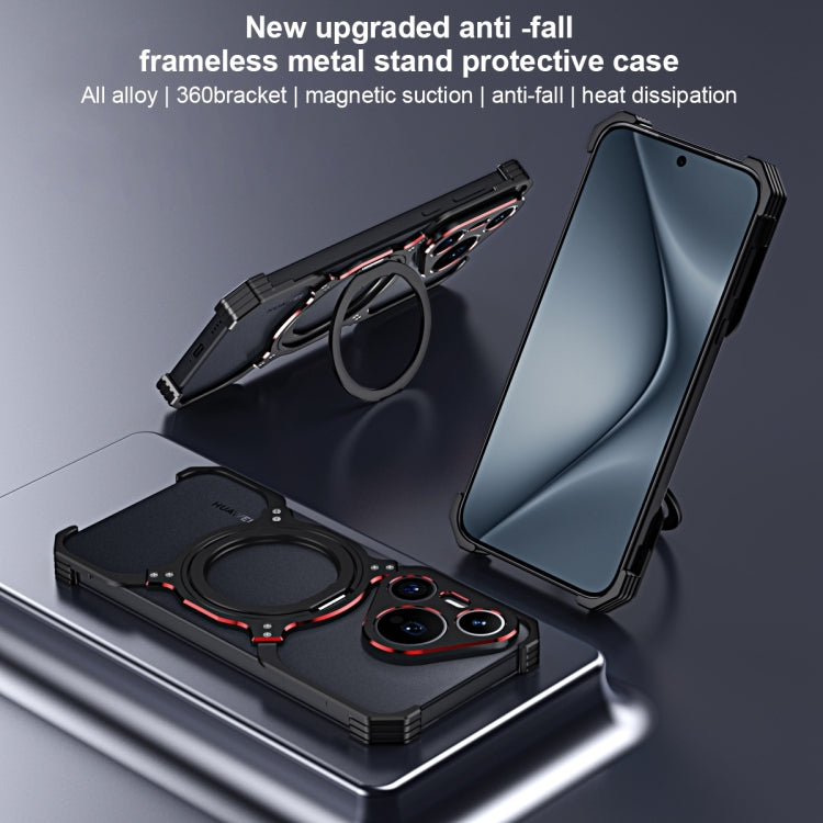 For Huawei Pura 70 Pro / 70 Pro+ Mechanical Arm Borderless MagSafe Holder Metal Phone Case(Black Blue) - Huawei Cases by buy2fix | Online Shopping UK | buy2fix
