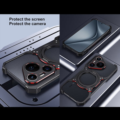 For Huawei Pura 70 Pro / 70 Pro+ Mechanical Arm Borderless MagSafe Holder Metal Phone Case(Black Blue) - Huawei Cases by buy2fix | Online Shopping UK | buy2fix