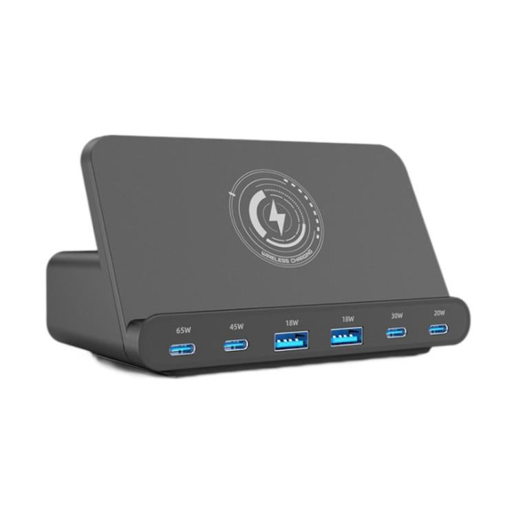 160W 4 x Type-C + 2 x USB Multi Ports Charger Support QI Wireless Charging(UK Plug) - Multifunction Charger by buy2fix | Online Shopping UK | buy2fix