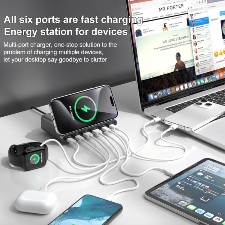 160W 4 x Type-C + 2 x USB Multi Ports Charger Support QI Wireless Charging(US Plug) - Multifunction Charger by buy2fix | Online Shopping UK | buy2fix