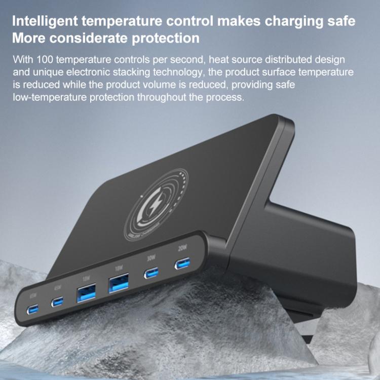 160W 4 x Type-C + 2 x USB Multi Ports Charger Support QI Wireless Charging(US Plug) - Multifunction Charger by buy2fix | Online Shopping UK | buy2fix