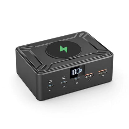 190W LED Display 3 x Type-C + 2 x USB Multi Ports Charger Support QI Wireless Charging(UK Plug) - Multifunction Charger by buy2fix | Online Shopping UK | buy2fix