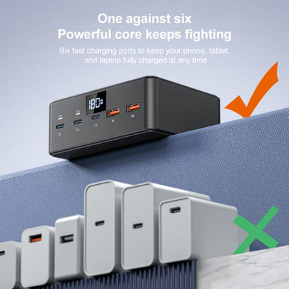 190W LED Display 3 x Type-C + 2 x USB Multi Ports Charger Support QI Wireless Charging(UK Plug) - Multifunction Charger by buy2fix | Online Shopping UK | buy2fix