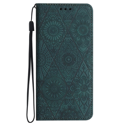 For Google Pixel 9 / 9 Pro Ethnic Embossed Adsorption Leather Phone Case(Blue) - Google Cases by buy2fix | Online Shopping UK | buy2fix