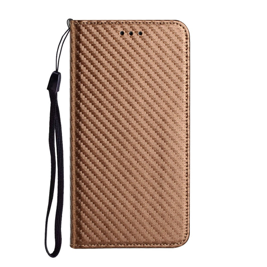 For iPhone 16 Pro Max Carbon Fiber Texture Magnetic Flip Leather Phone Case(Brown) by buy2fix
