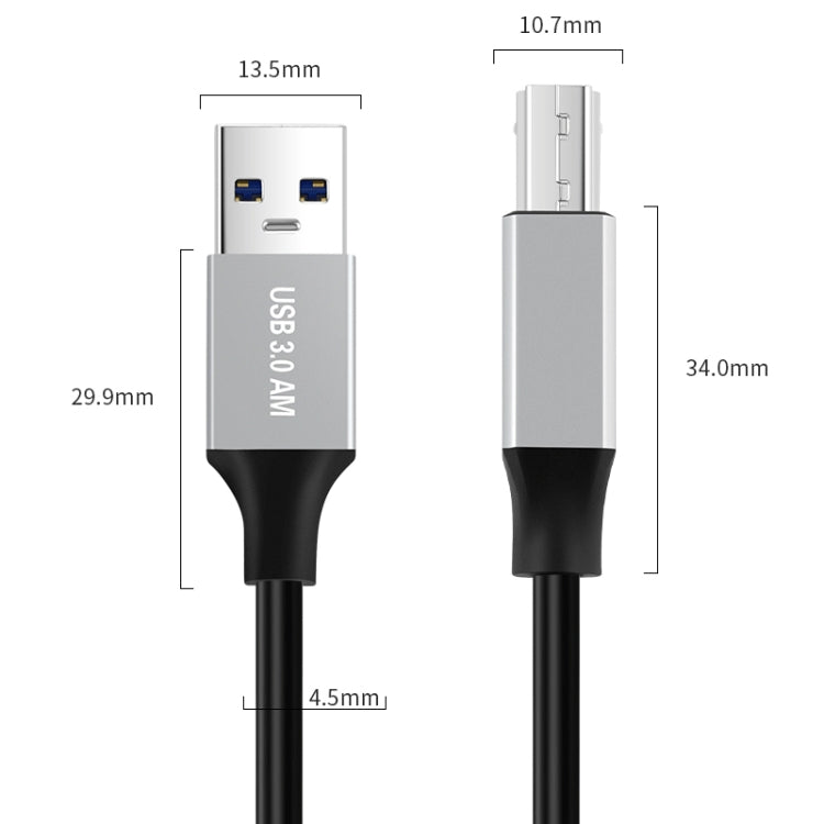 USB 3.0 A Male to USB-B Square Interface Printer Data Transmission Adapter Cable, Length:2m - USB Cable by buy2fix | Online Shopping UK | buy2fix