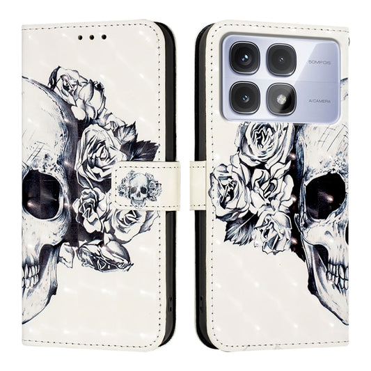For Redmi K70 Ultra 5G Global 3D Painting Horizontal Flip Leather Phone Case(Skull) by buy2fix