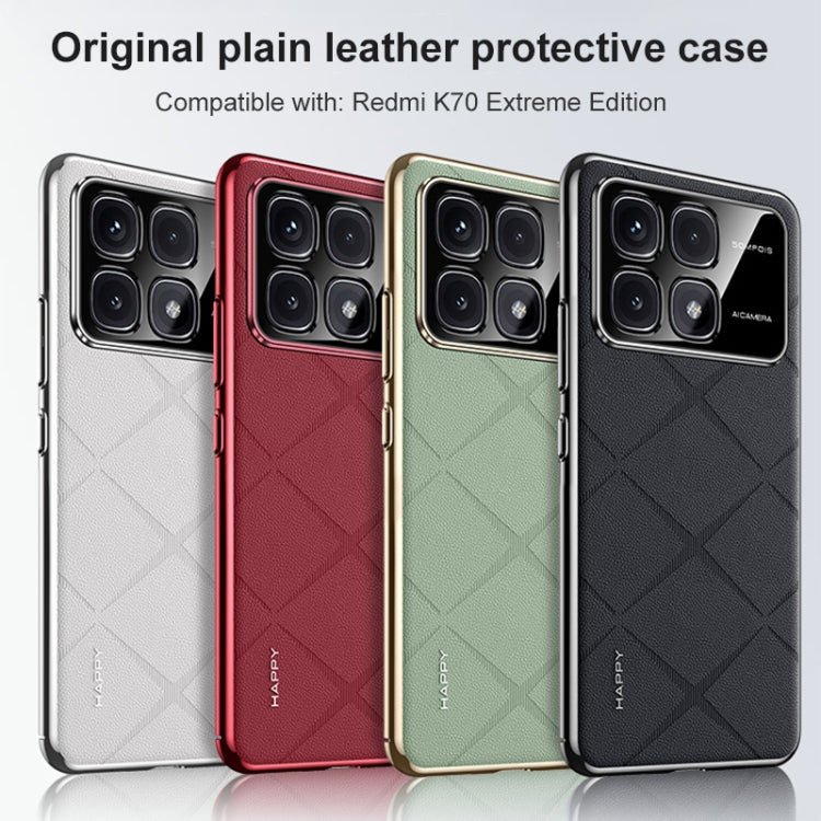 For Redmi K70 / K70 Pro Plain Leather PC Phone Case(Brown) - K70 Pro Cases by buy2fix | Online Shopping UK | buy2fix