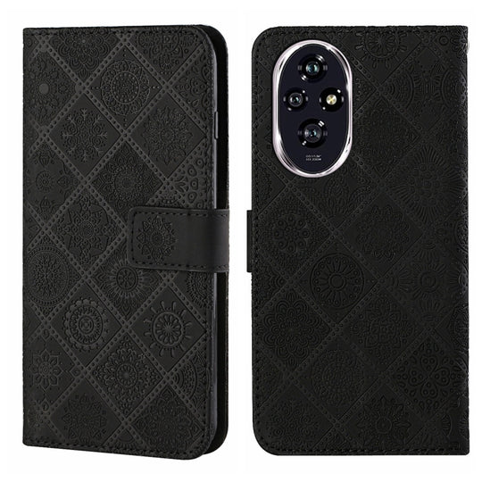 For Honor 200 Ethnic Style Embossed Pattern Leather Phone Case(Black)