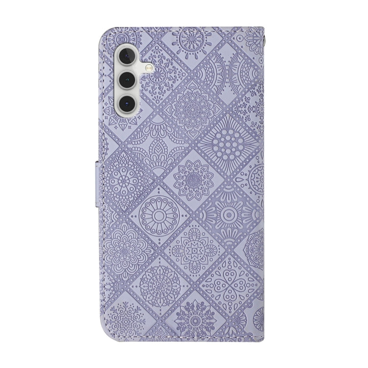 For Samsung Galaxy S25 5G Ethnic Style Embossed Pattern Leather Phone Case(Purple) by buy2fix