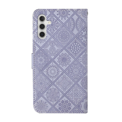 For Samsung Galaxy S25 5G Ethnic Style Embossed Pattern Leather Phone Case(Purple) by buy2fix