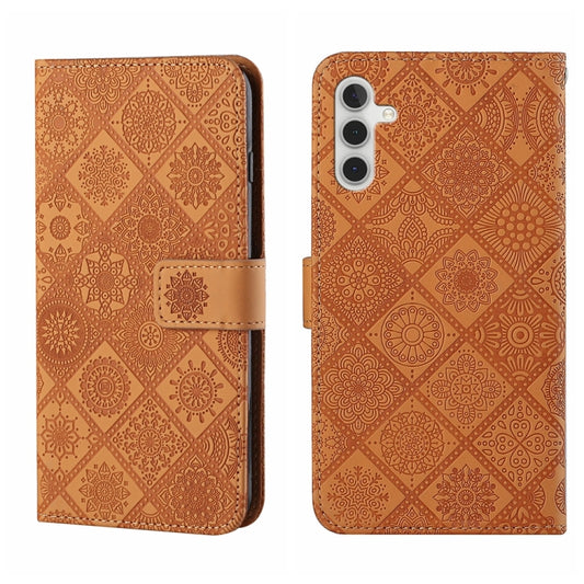 For Samsung Galaxy S25+ 5G Ethnic Style Embossed Pattern Leather Phone Case(Brown) - Galaxy S25+ 5G Cases by buy2fix | Online Shopping UK | buy2fix