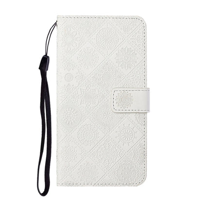 For Samsung Galaxy S25+ 5G Ethnic Style Embossed Pattern Leather Phone Case(White) by buy2fix