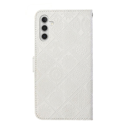 For Samsung Galaxy S25+ 5G Ethnic Style Embossed Pattern Leather Phone Case(White) by buy2fix