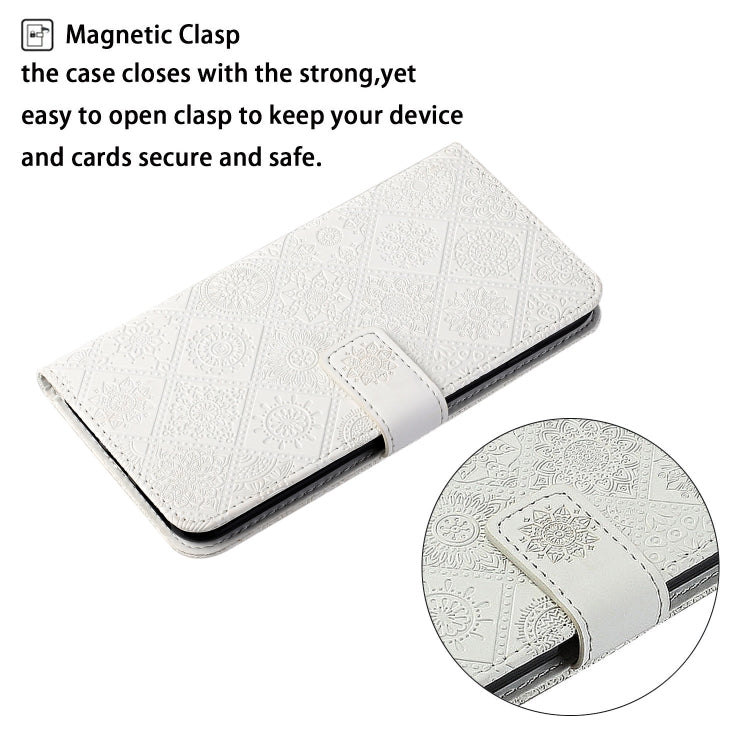 For Samsung Galaxy S25+ 5G Ethnic Style Embossed Pattern Leather Phone Case(White) by buy2fix