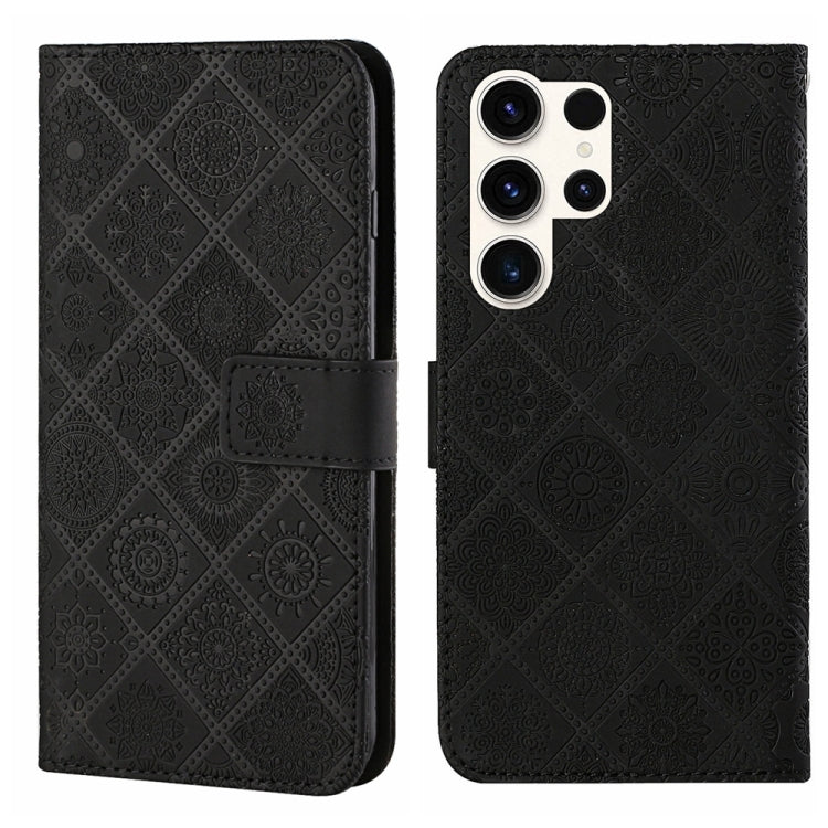 For Samsung Galaxy S25 Ultra 5G Ethnic Style Embossed Pattern Leather Phone Case(Black) by buy2fix