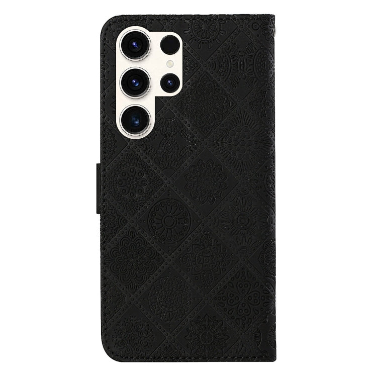 For Samsung Galaxy S25 Ultra 5G Ethnic Style Embossed Pattern Leather Phone Case(Black) by buy2fix