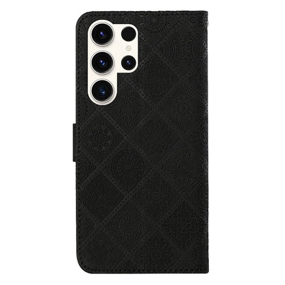 For Samsung Galaxy S25 Ultra 5G Ethnic Style Embossed Pattern Leather Phone Case(Black) by buy2fix