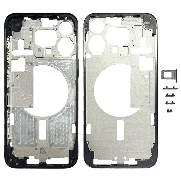 For iPhone 15 Pro Max Middle Frame Bezel Plate with Side Keys + Card Tray, Version:China Version(Black) by buy2fix