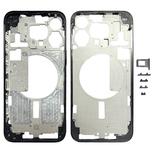 For iPhone 15 Pro Max Middle Frame Bezel Plate with Side Keys + Card Tray, Version:China Version(Black) by buy2fix