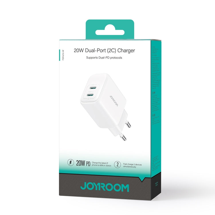 JOYROOM JR-TCF12 20W Dual USB-C / Type-C Fast Charger, Specification:EU Plug(White) - USB Charger by JOYROOM | Online Shopping UK | buy2fix