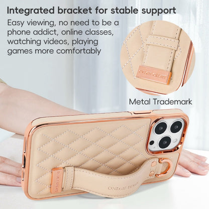 For iPhone 12 / 12 Pro VIETAO Rhombic Texture Wristband PU Phone Case(White) - iPhone 12 / 12 Pro Cases by VIETAO | Online Shopping UK | buy2fix