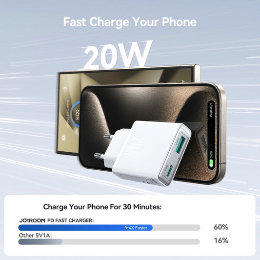 JOYROOM JR-TCF14 20W USB+USB-C / Type-C Fast Charger, Specification:EU Plug(White) by JOYROOM