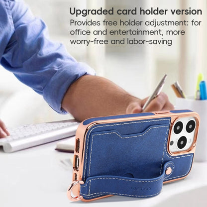 For iPhone 14 VIETAO Card Slot Wristband Phone Case with Lanyard(Black) - iPhone 14 Cases by VIETAO | Online Shopping UK | buy2fix