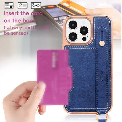 For iPhone 12 / 12 Pro VIETAO Card Slot Wristband Phone Case with Lanyard(Red) - iPhone 12 / 12 Pro Cases by VIETAO | Online Shopping UK | buy2fix